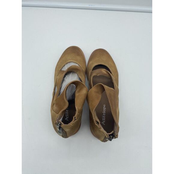New Antelope Lalana Suede Back Zip Flat Booties Straps Brown Size EU 37 US 6-6.5 - Picture 6 of 8